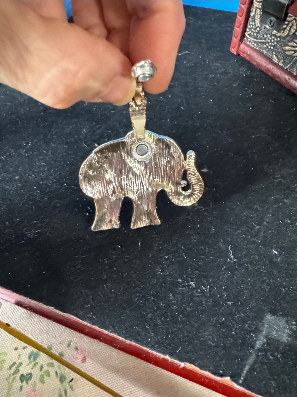 Colorful Enamel Elephant Pendant - Multicolor Home Accent wearable art - Picture 4 of 4